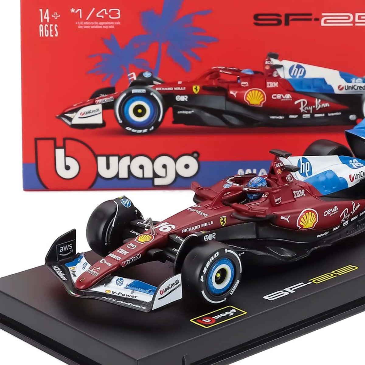 16 Leclerc SF-25 Miami GP 2025 1:43 Car Model – Fueler