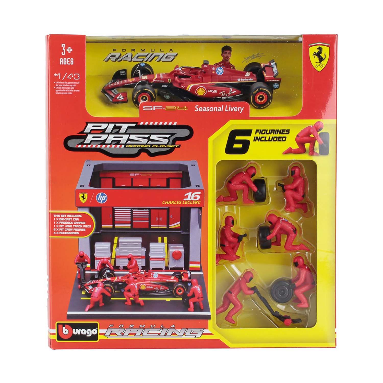 Le Grandi Ferrari Collection 1～40セット 16 Leclerc SF24 Pit Stop Diorama 2024 1:43 Car Model Set – Fueler