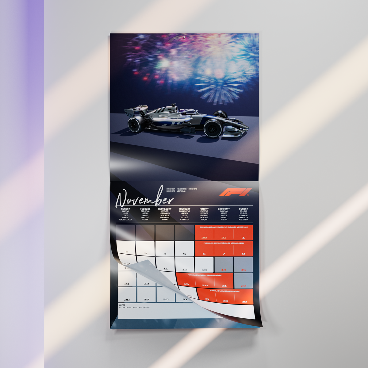 Formule 1 Kalender 2026 – A4 Wandkalender Met Alle F1-races, Perfect Cadeau Voor Racefans