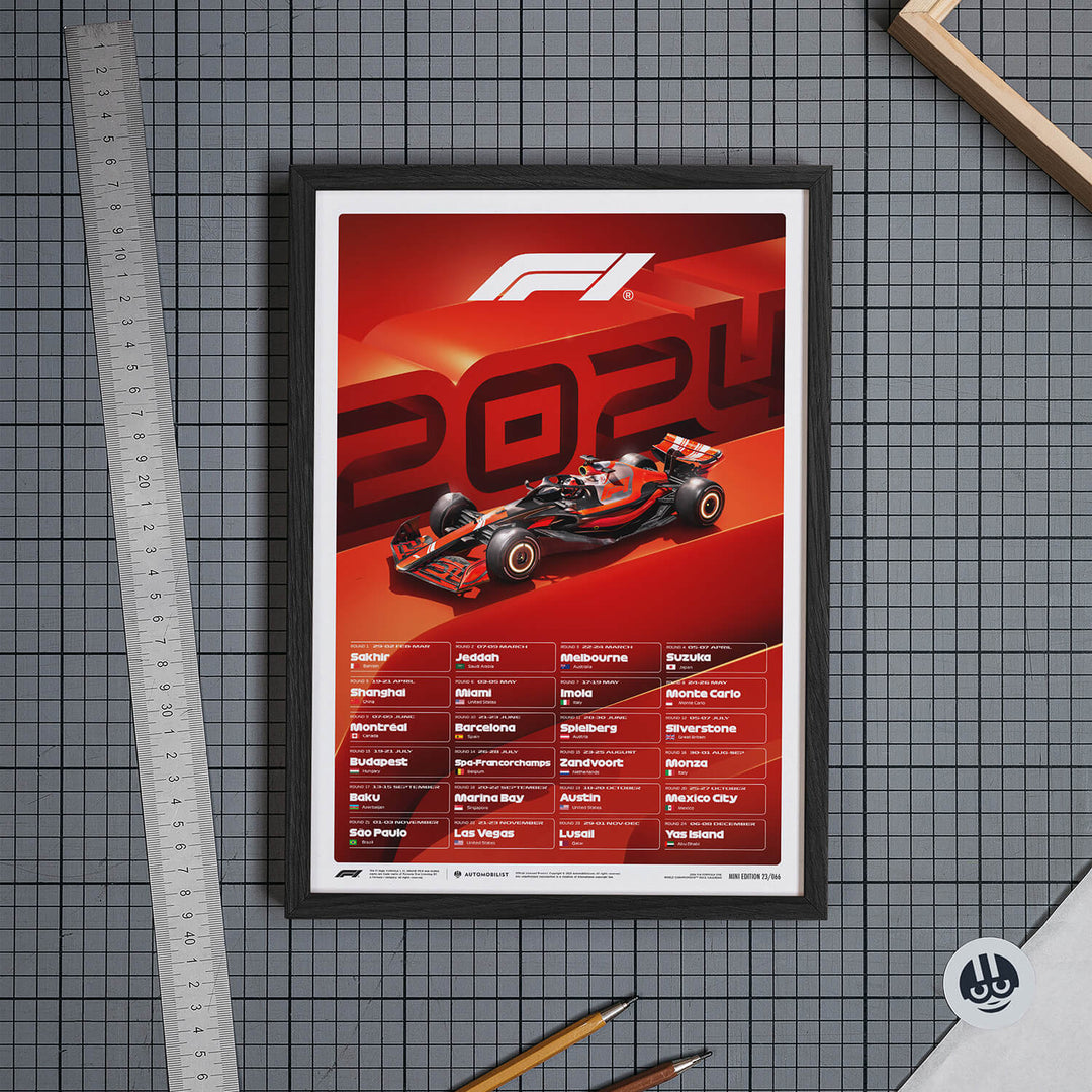 لوحة تقويم بطولة العالم لسباقات الفورمولا ١ لعام ٢٠٢٤ | بحجم صغير