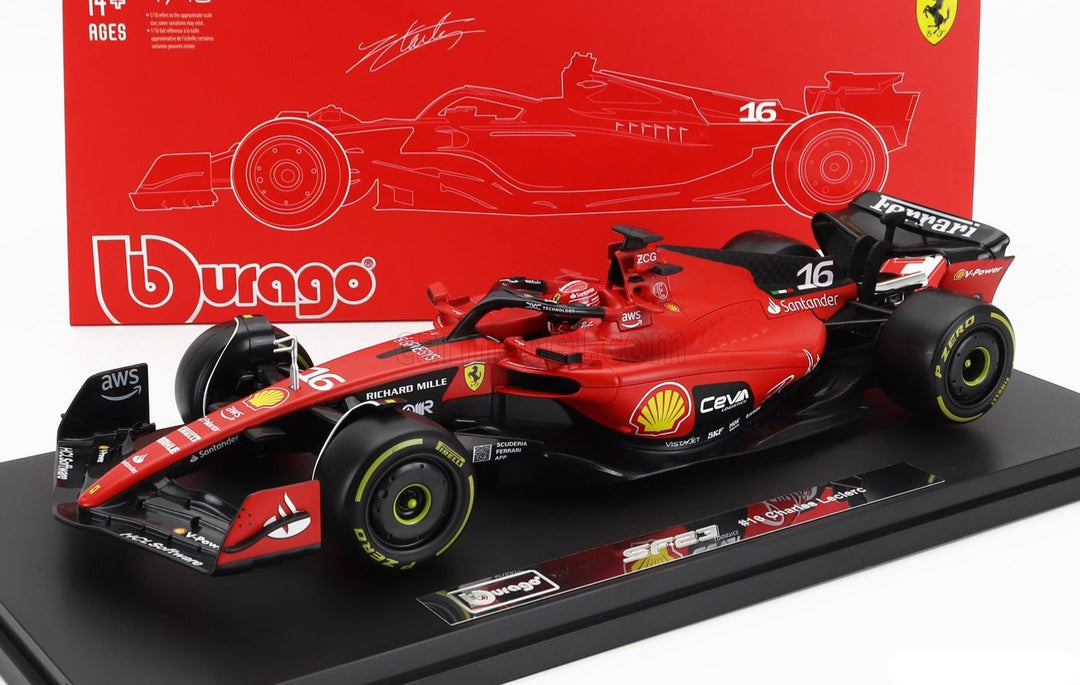 SF23 #16 Charles Leclerc Car Model 1:18 with Showcase