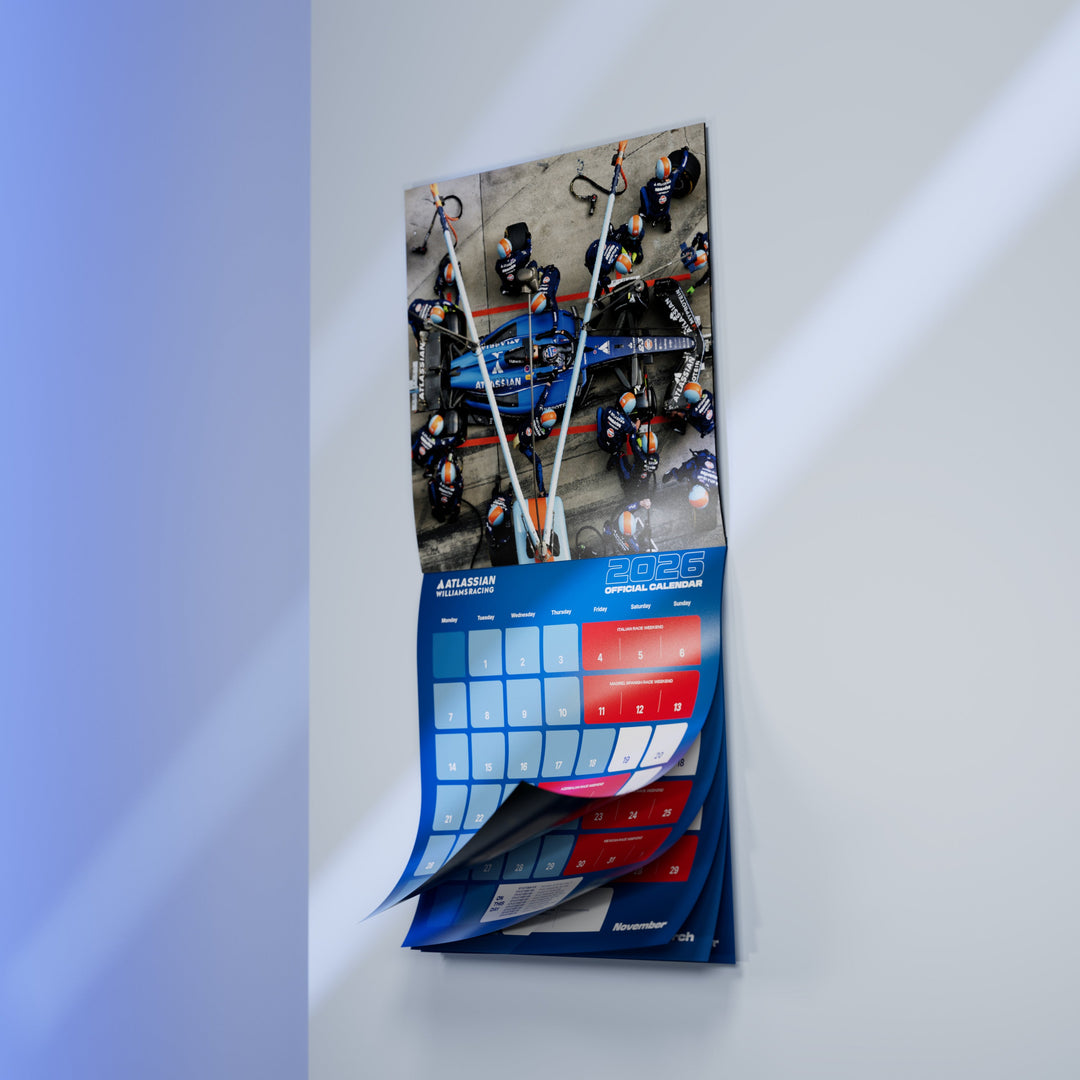 Official 2026 Atlassian Williams Racing Wall Calendar