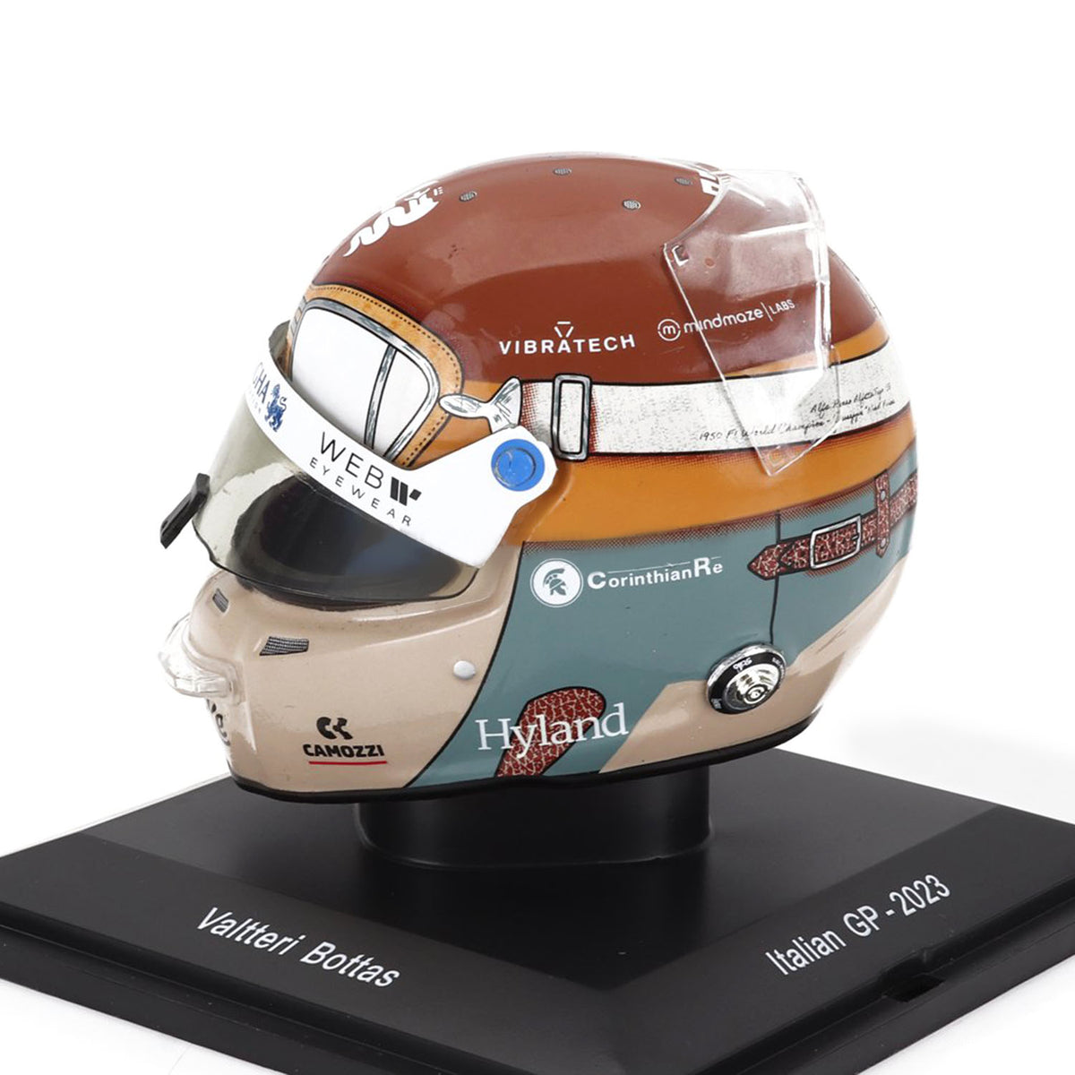 Alfa Romeo - #77 Bottas Monza GP 2023 1:5 Spark Mini Helmet - Mini Helmet - Fueler™ 