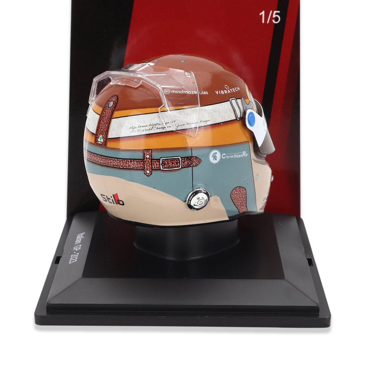 #77 Bottas Monza GP 2023 1:5 Spark Mini Helmet - Alfa Romeo - Fueler™ - 5HF121 - fueler.store - Mini Helmet