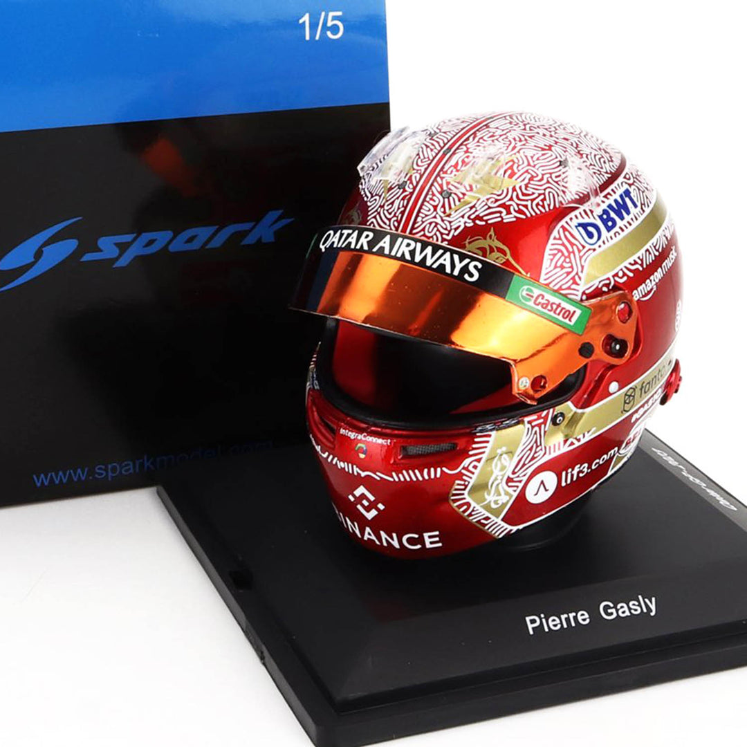 #10 Gasly Qatar GP 2023 1:5 Spark Mini Helmet - Alpine F1 - Fueler™ - 5HF135 - fueler.store - Collectibles