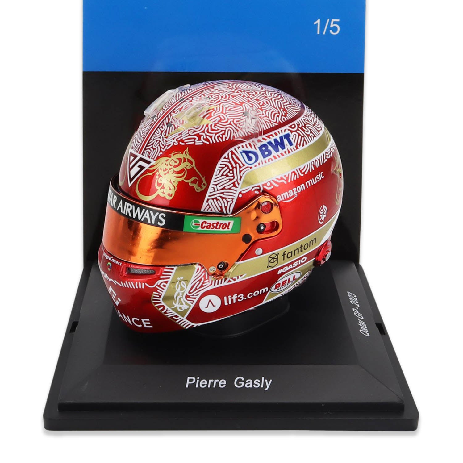 #10 Gasly Qatar GP 2023 1:5 Spark Mini Helmet - Alpine F1 - Fueler™ - 5HF135 - fueler.store - Collectibles