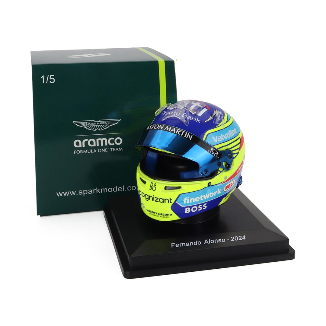 #14 Alonso 2024 1:5 Spark Mini Helmet - Aston Martin F1 - Fueler™ - 5HF139 - fueler.store - Collectibles