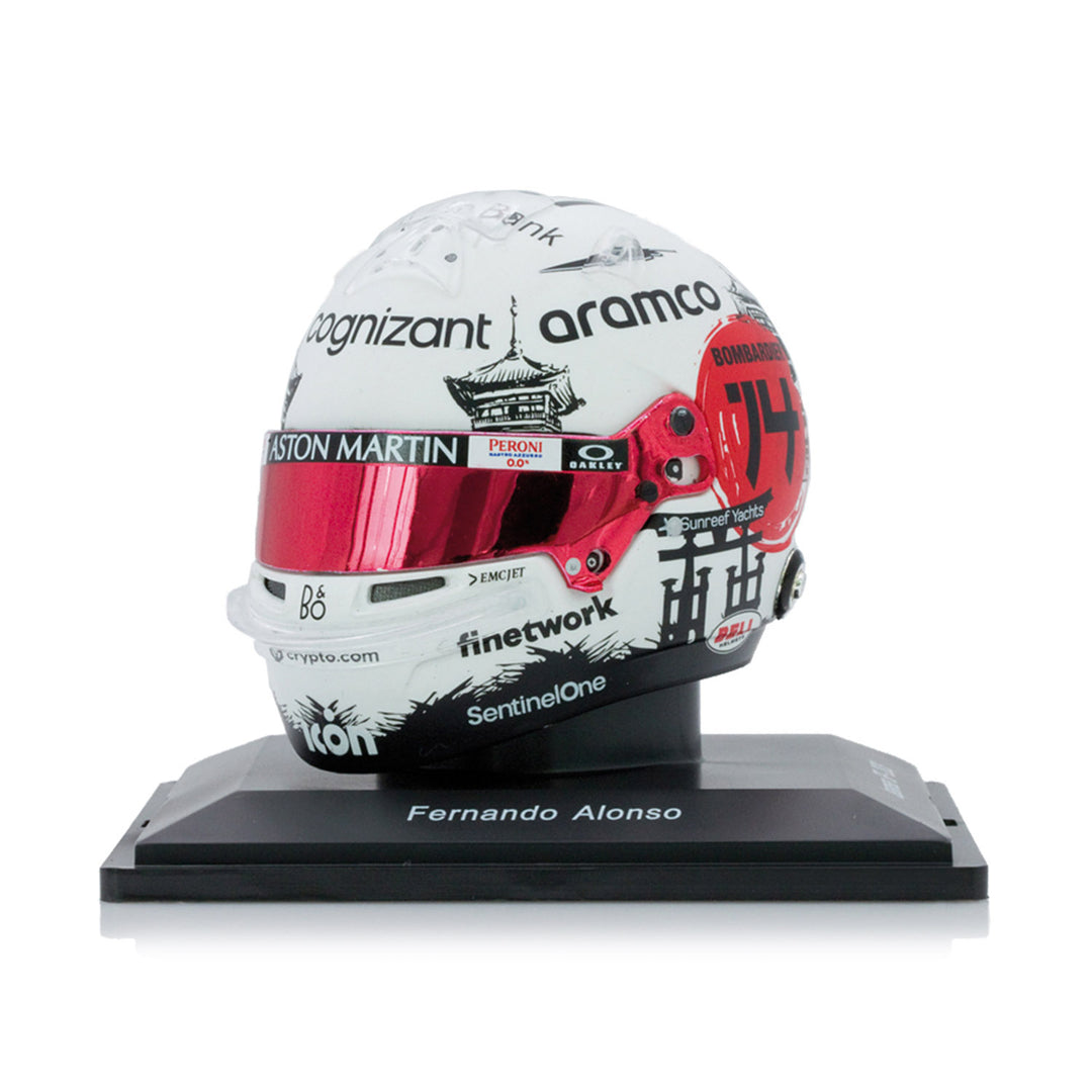 #14 Alonso Japan GP 2023 1:5 Spark Mini Helmet - Aston Martin F1 - Fueler™ - 5HF136 - fueler.store - Collectibles