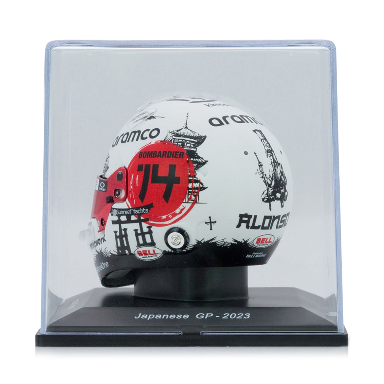 #14 Alonso Japan GP 2023 1:5 Spark Mini Helmet - Aston Martin F1 - Fueler™ - 5HF136 - fueler.store - Collectibles