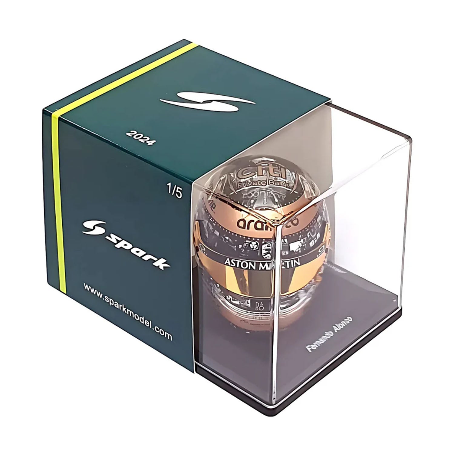 #14 Alonso Mexico GP 400th Race 2024 1:5 Mini Helmet - Aston Martin F1 - Fueler™ - 5HF176 - fueler.store - Mini Helmet