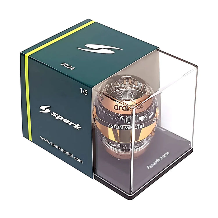 #14 Alonso Mexico GP 400th Race 2024 1:5 Mini Helmet - Aston Martin F1 - Fueler™ - 5HF176 - fueler.store - Mini Helmet