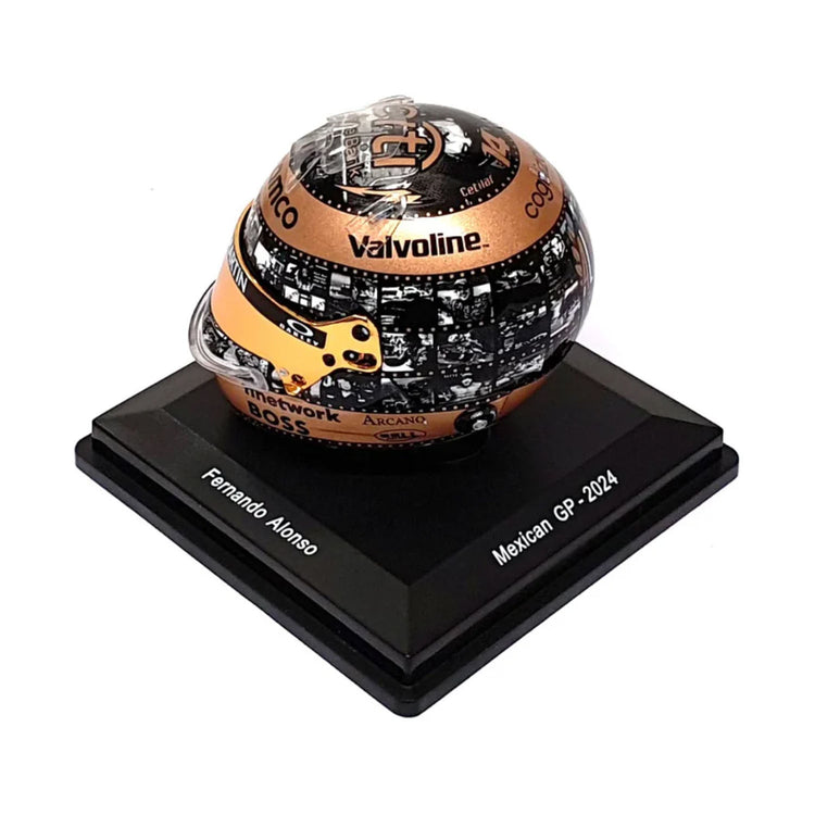 #14 Alonso Mexico GP 400th Race 2024 1:5 Mini Helmet - Aston Martin F1 - Fueler™ - 5HF176 - fueler.store - Mini Helmet