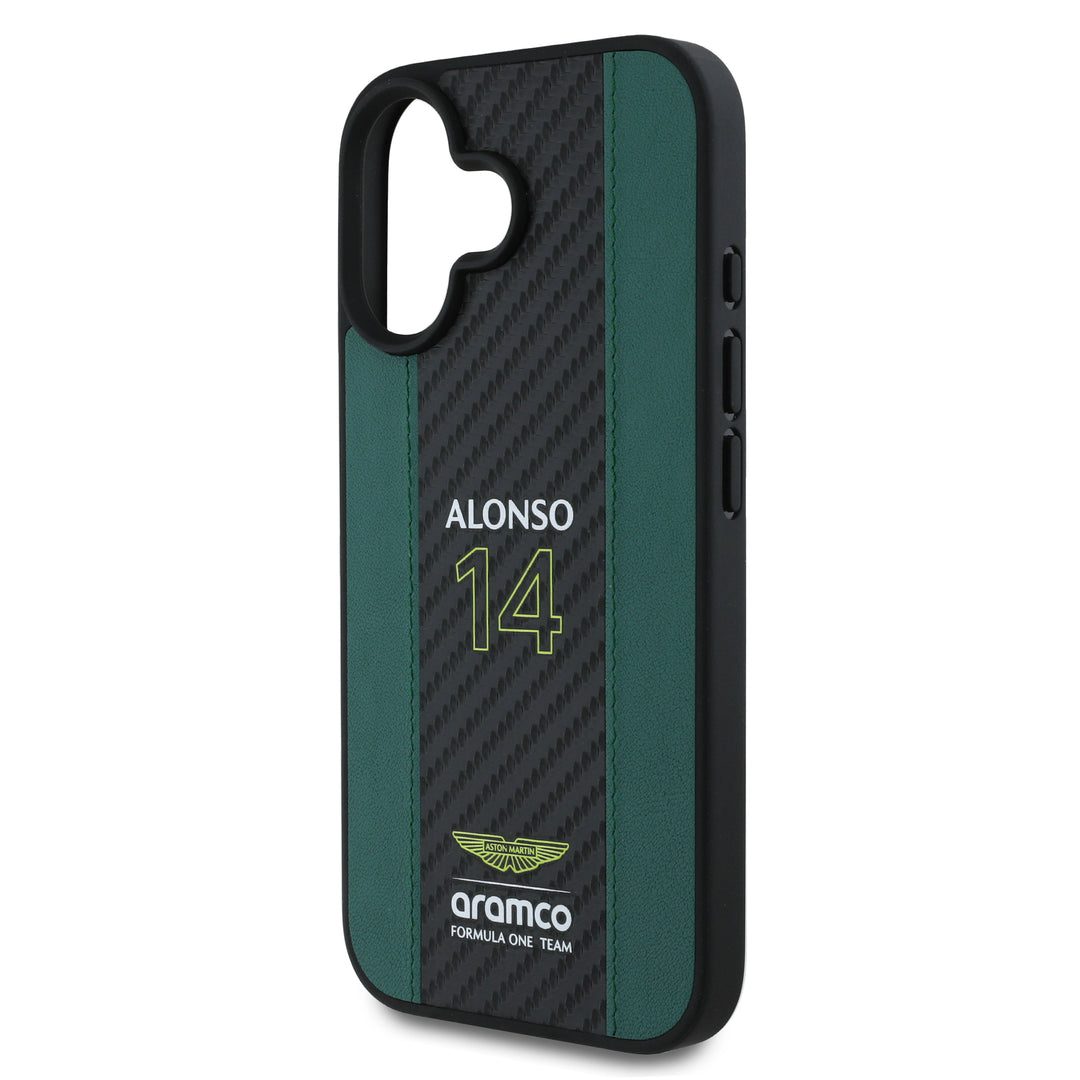 Aston Martin F1 - Alonso iPhone Case with Carbon Fiber Stripe - Accessories & Gifts - Fueler™ 