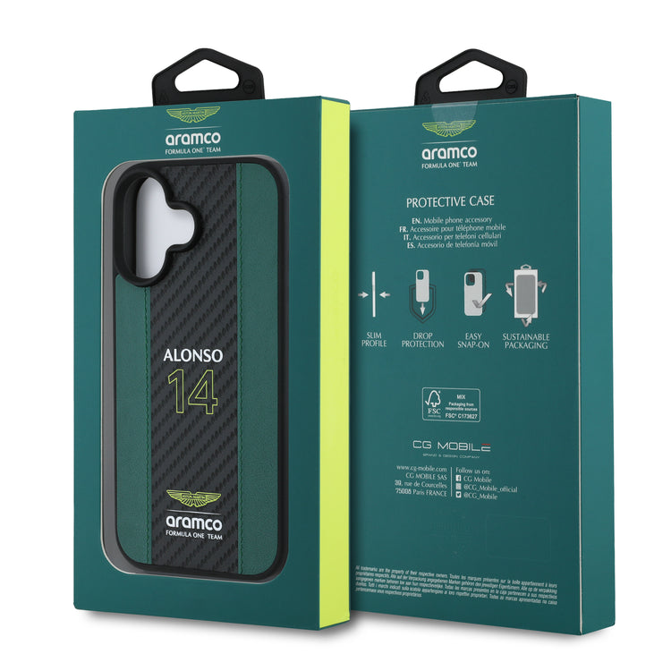 Aston Martin F1 - Alonso iPhone Case with Carbon Fiber Stripe - Accessories & Gifts - Fueler™ 