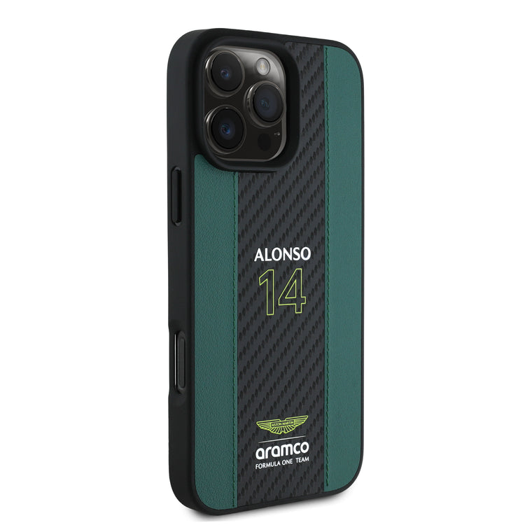 Aston Martin F1 - Alonso iPhone Case with Carbon Fiber Stripe - Accessories & Gifts - Fueler™ 