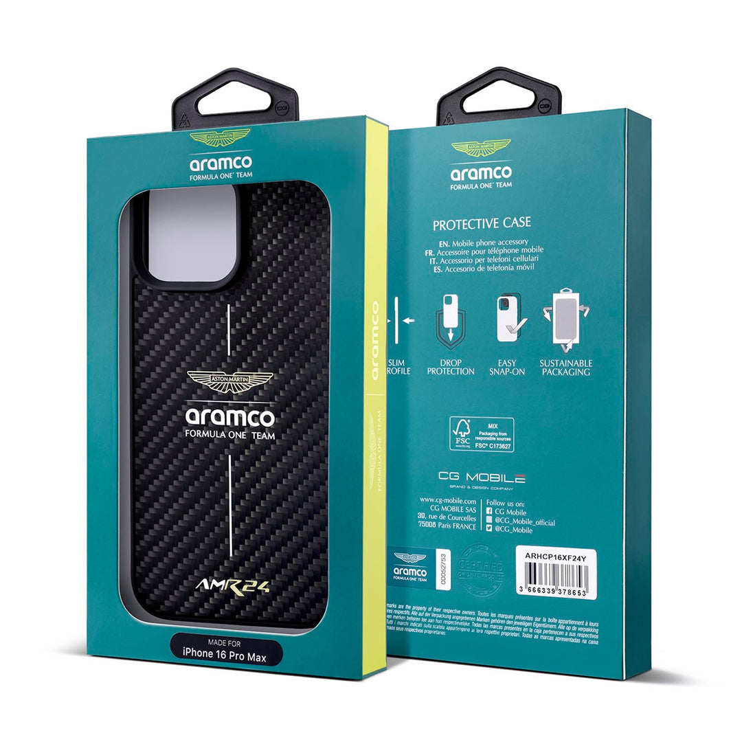 Carbon Fiber iPhone Case - Aston Martin F1 - Fueler™ - ARHCP16XF24Y-8653 - fueler.store - Accessories & Gifts