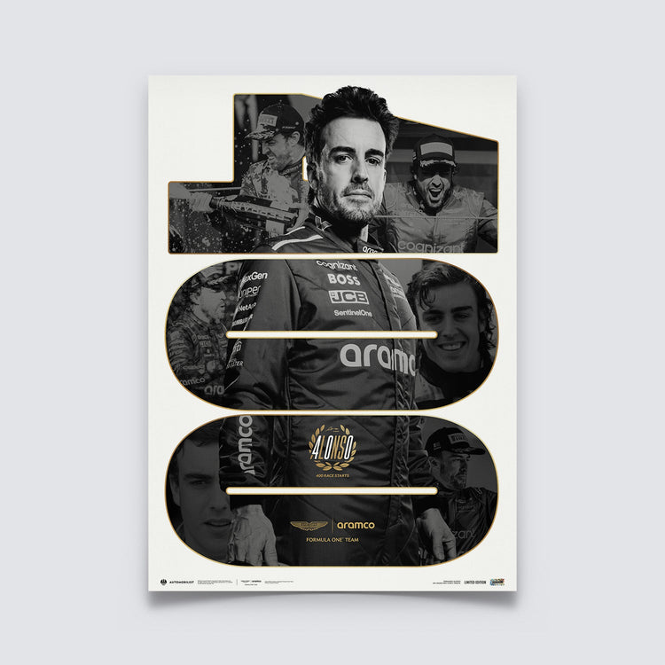 Aston Martin F1 - Fernando Alonso 400 Race Starts | Collector’s Edition Poster | Large - Poster - Fueler™ 