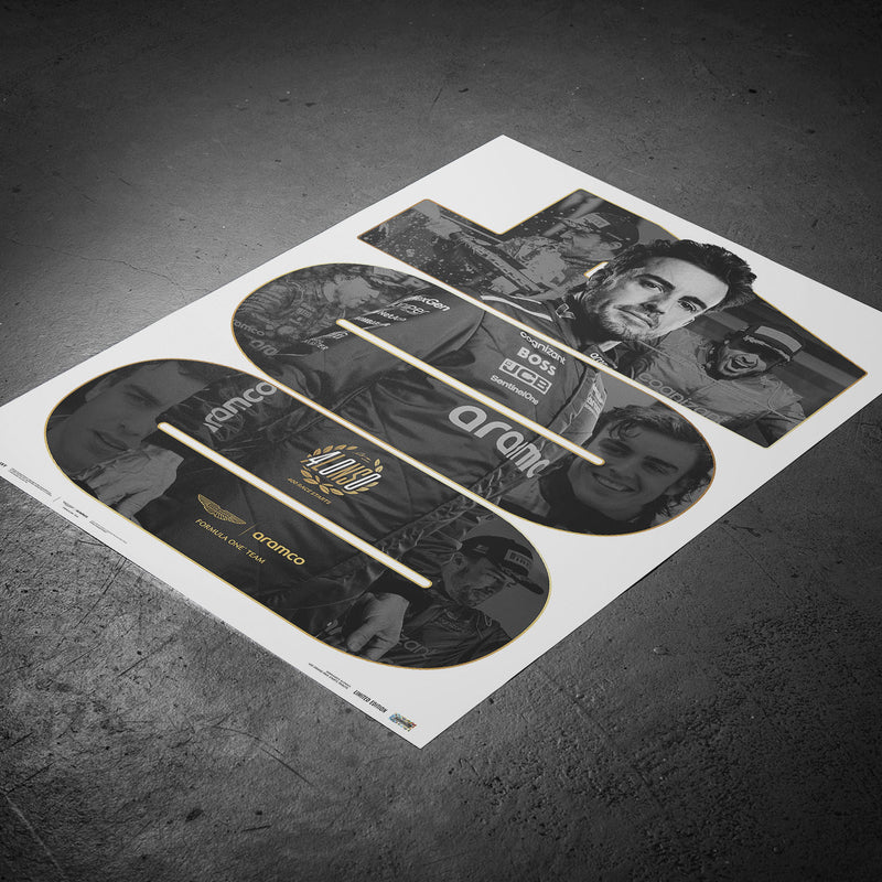 Fernando Alonso 400 Race Starts | Collector’s Edition Poster | Large - Aston Martin F1 - Fueler™ - PROD01005019 - fueler.store - Poster
