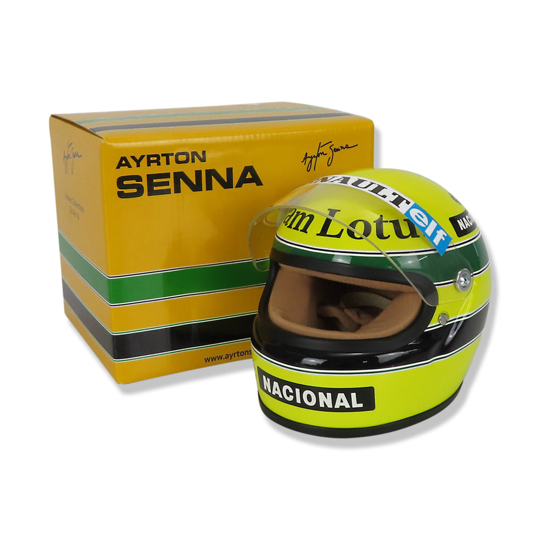 1985 Senna Lotus 97T 1:2 Mini Helmet - Ayrton Senna - Fueler™ - AS-HS-1985 - fueler.store - Collectibles