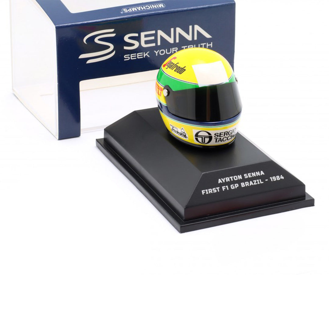 Ayrton Senna N19 Brazilian GP 1:8 Minichamps Helmet - Ayrton Senna - Fueler™ - 540308419 - fueler.store - Mini Helmet