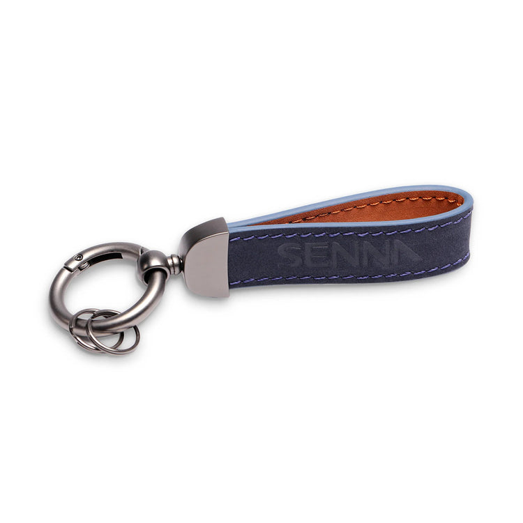 Leather Keychain - Ayrton Senna - Fueler™ - ASLE11902-NVY - fueler.store - Accessories & Gifts