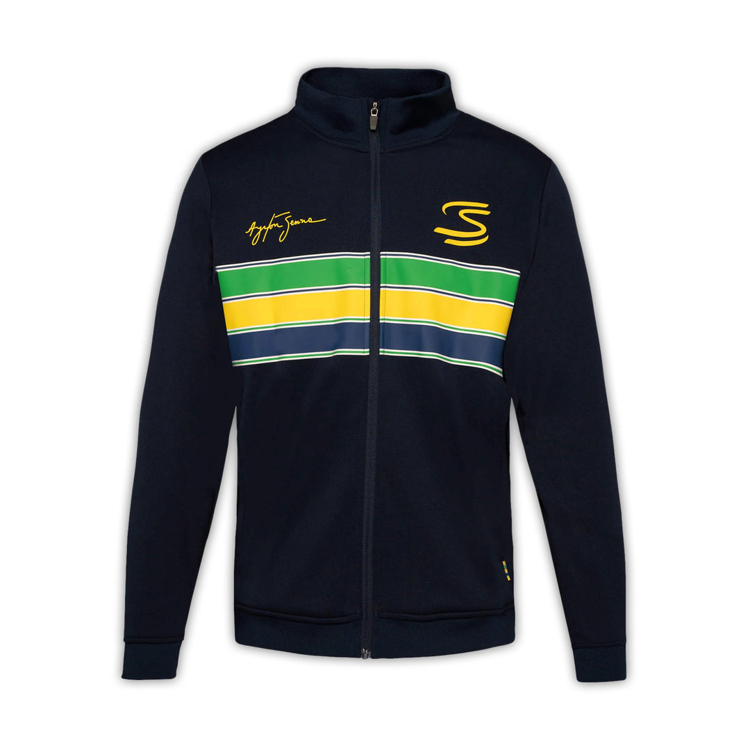 Retro Stripe Jacket - Ayrton Senna - Fueler™ - ASLE04001-NVY-S - fueler.store - Jacket