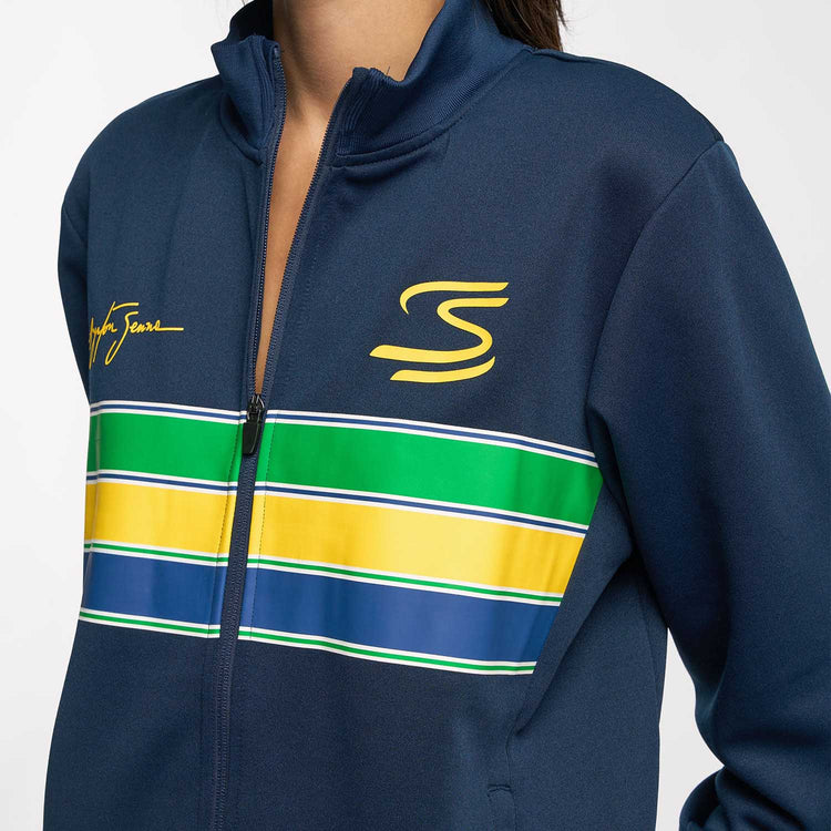 Retro Stripe Jacket - Ayrton Senna - Fueler™ - ASLE04001-NVY-S - fueler.store - Jacket