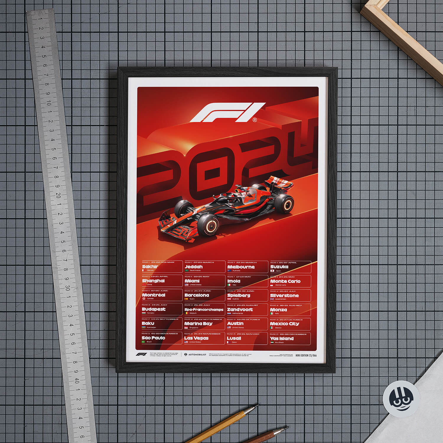 F1 World Championship Race Calendar - 2024 | Mini Edition - Formula 1 - Fueler™ 