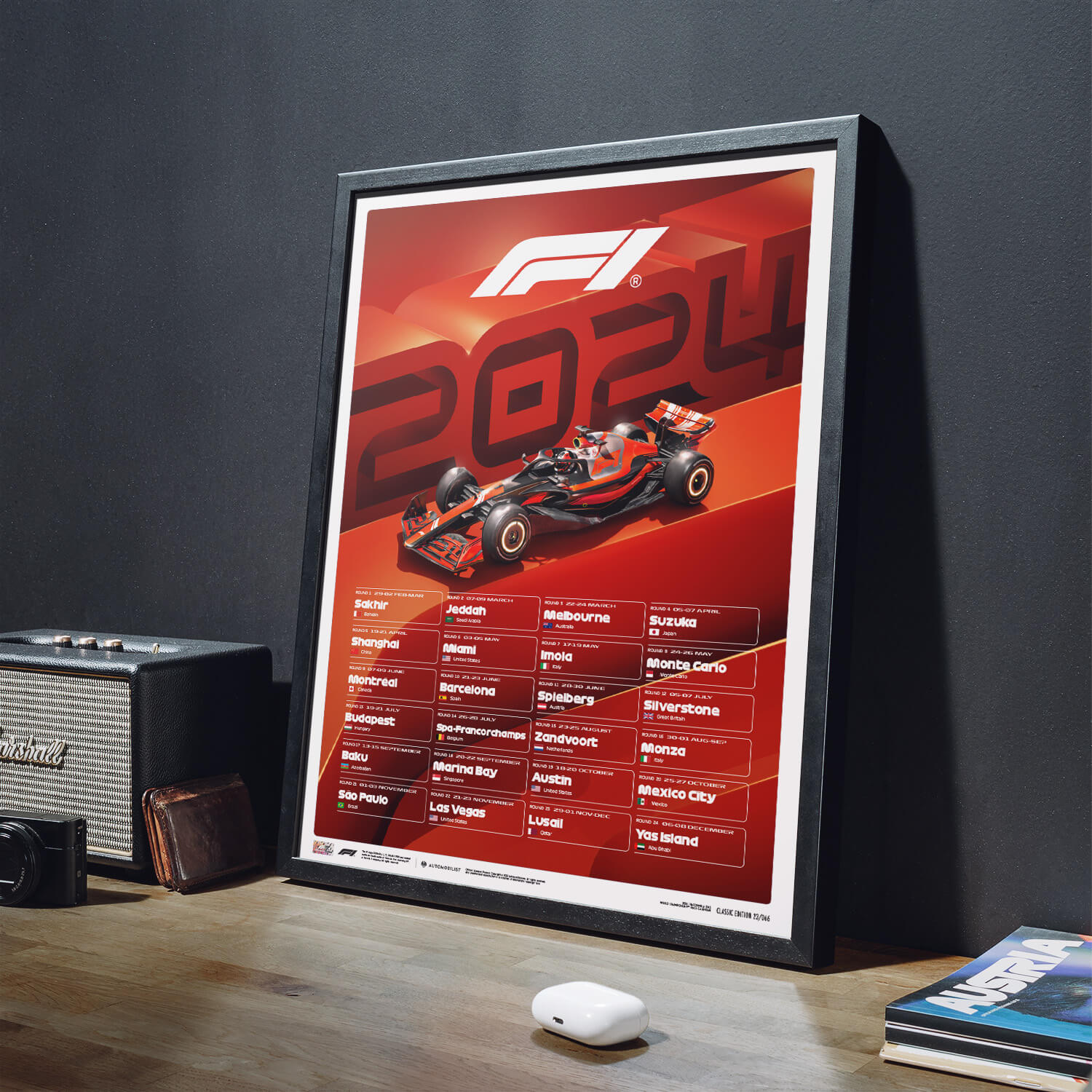 F1 World Championship Race Calendar - 2024 | Mini Edition - Formula 1 - Fueler™ 