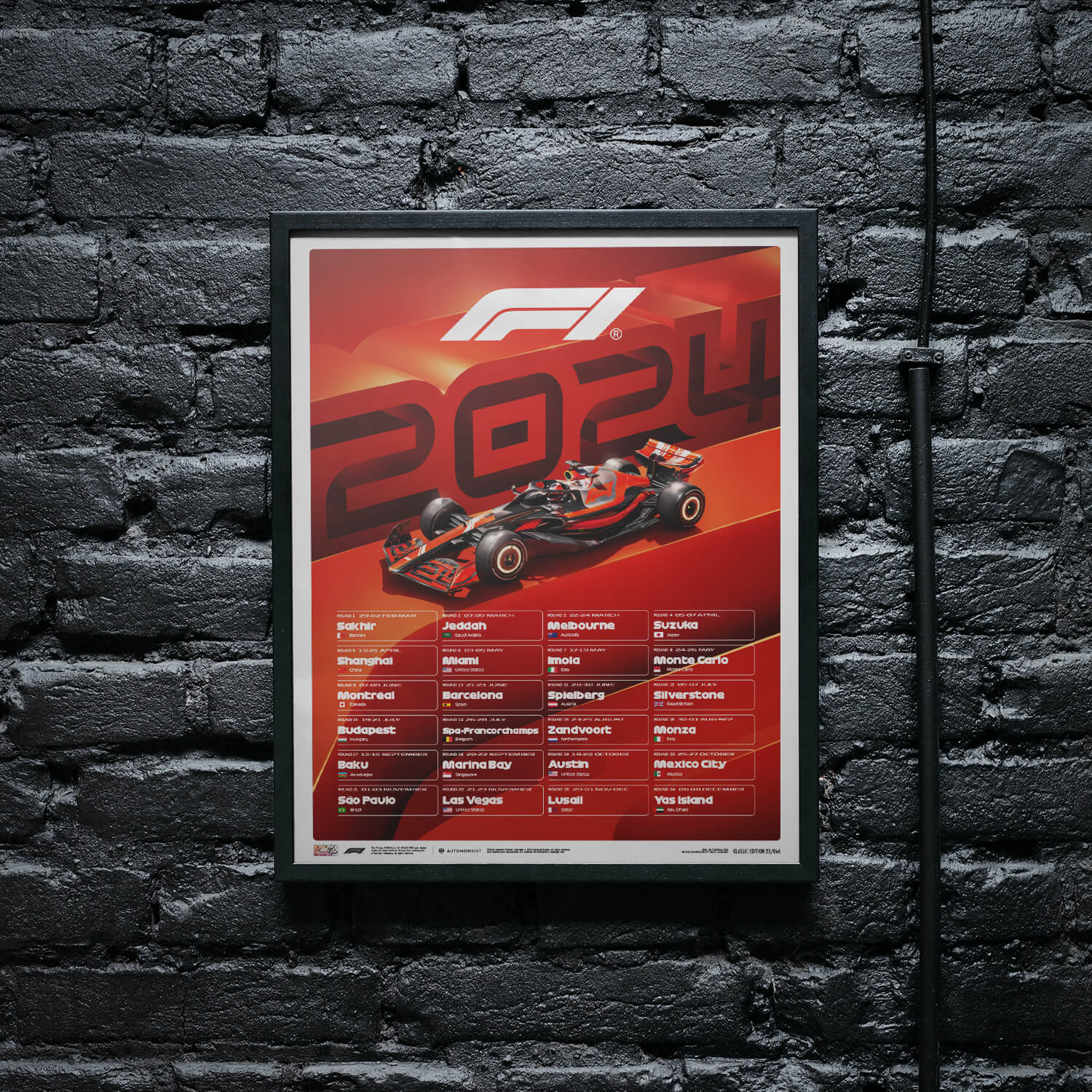 F1 World Championship Race Calendar - 2024 | Mini Edition - Formula 1 - Fueler™ 