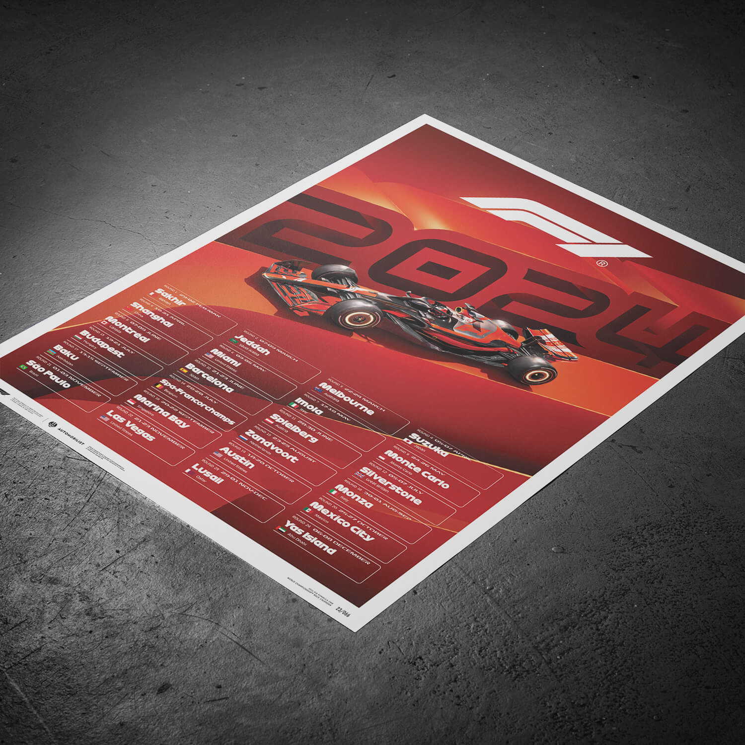 World Championship Race Calendar - 2024 | Large - Formula 1 - Fueler™ - PROD01004804 - fueler.store - Poster