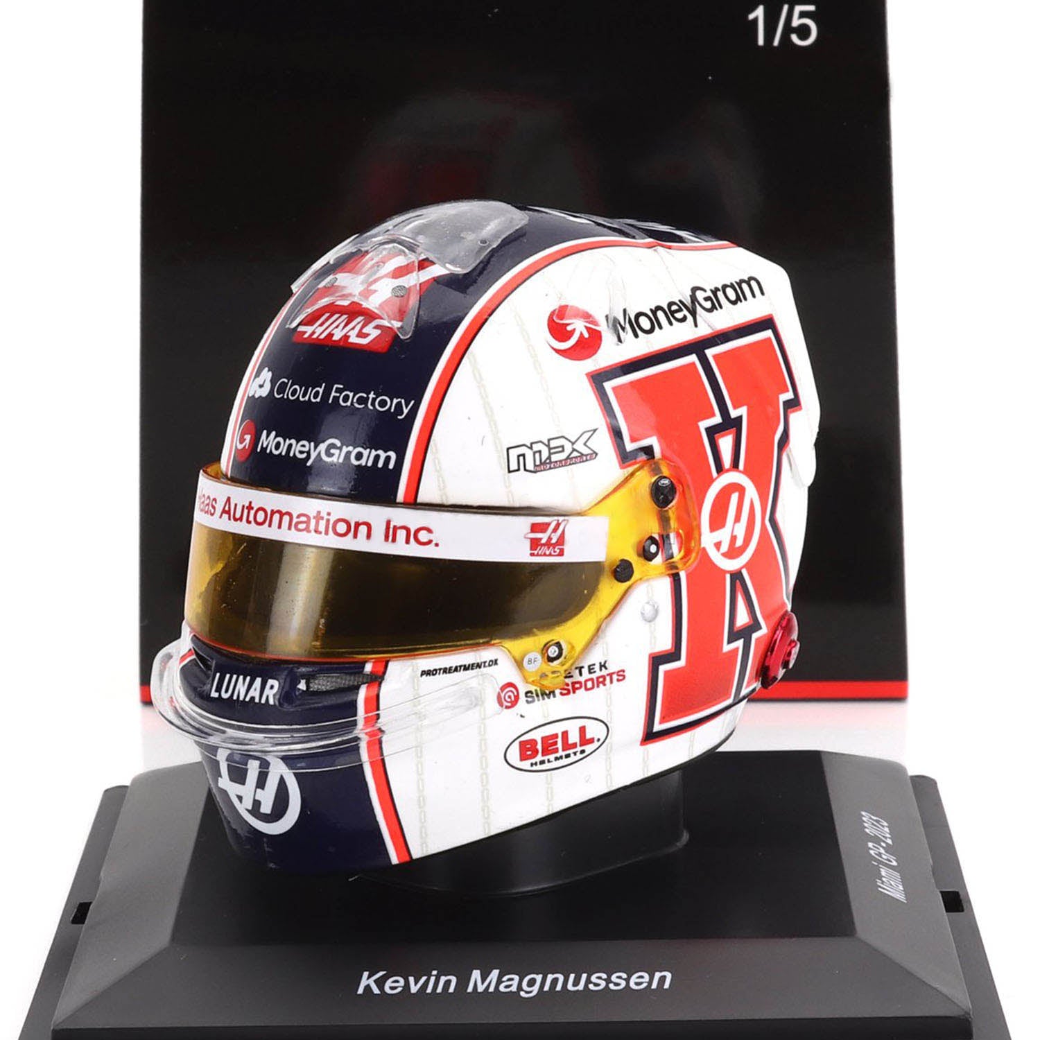 #20 Magnussen Miami GP 2023 Spark 1:5 Mini Helmet - Haas F1 - Fueler™ - 5HF099 - fueler.store - Collectibles