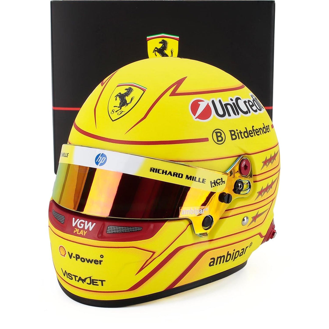 ferrari motorcycle helmet Scuderia Ferrari #44 Hamilton 2025 1:2 Mini Helmet by Bell
