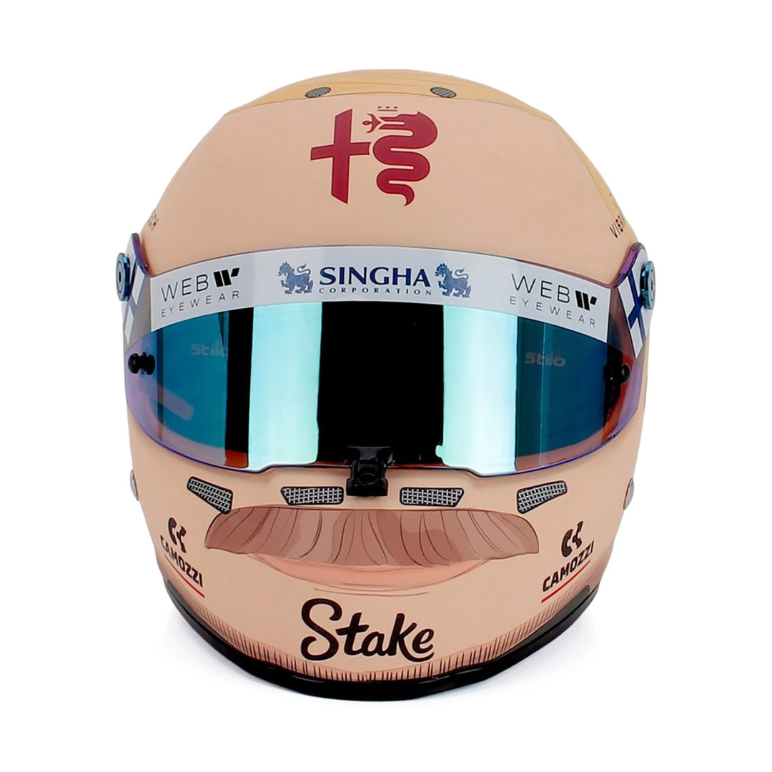 bike helmet with mullet 77 Bottas Bahrain GP 2023 “Mullet” 1:2 Mini Helmet