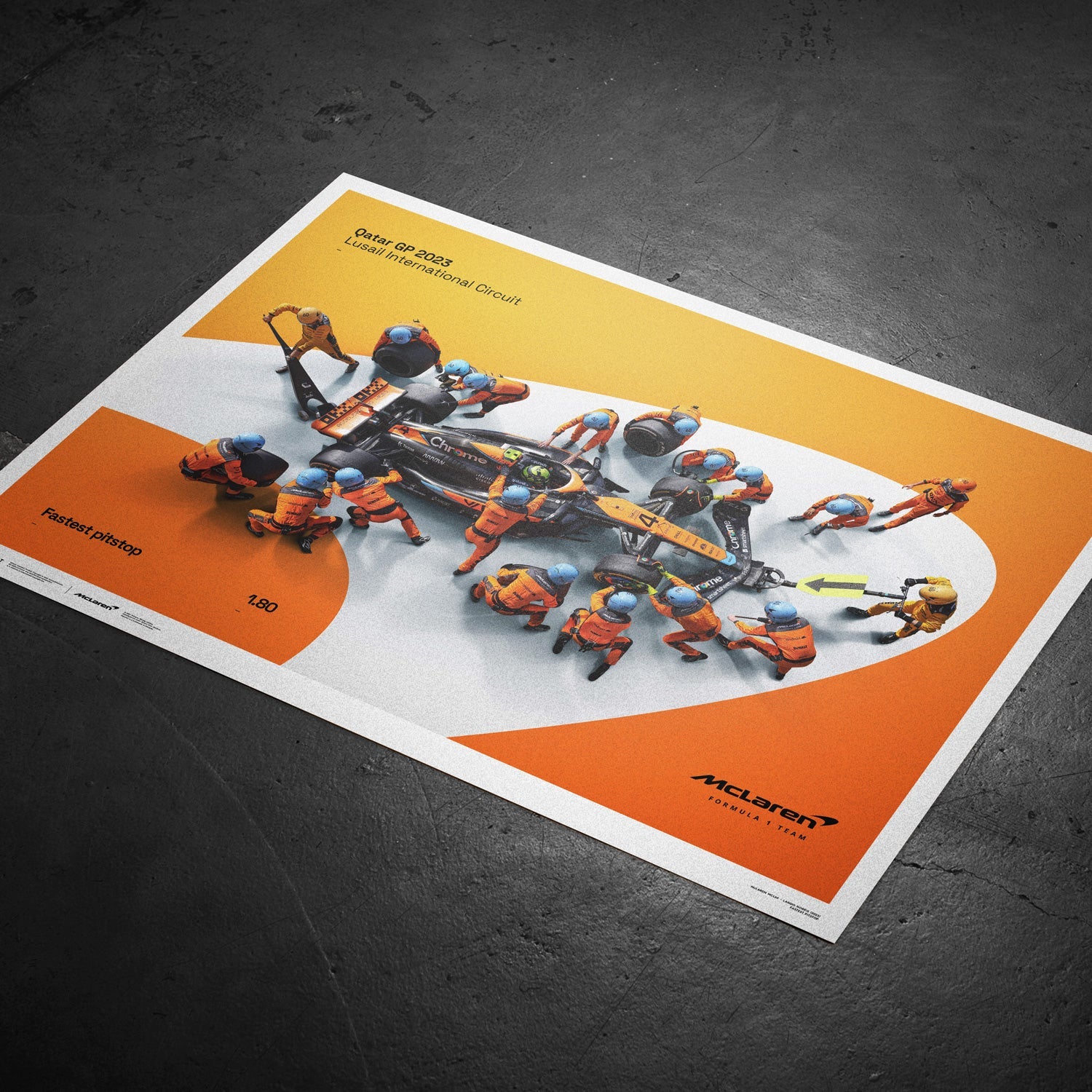 1.80 - World Record Fastest Pit Stop - 
2023 | Large - McLaren F1 - Fueler™ - PROD01004858 - fueler.store - Poster