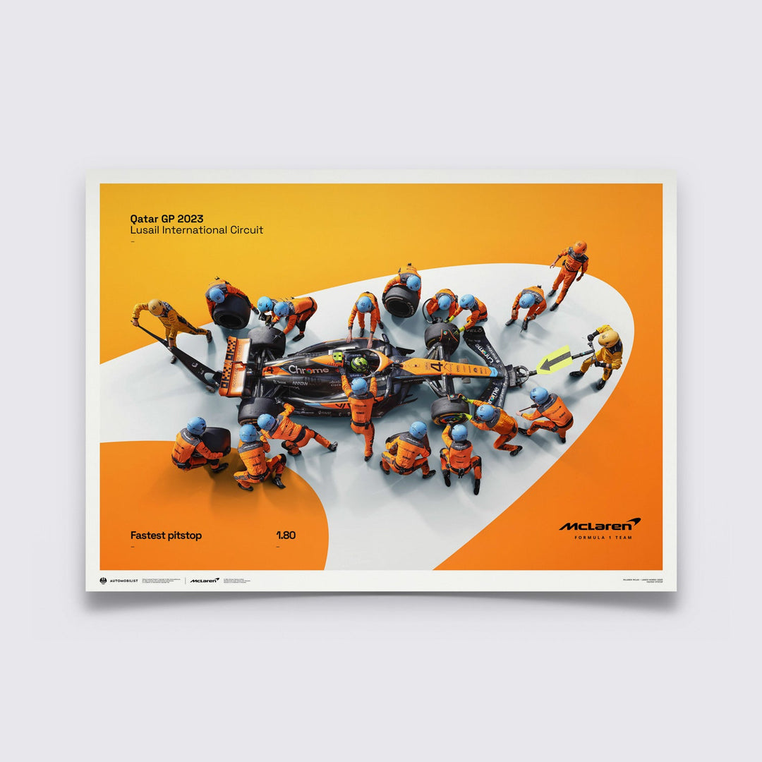 1.80 - World Record Fastest Pit Stop - 
2023 | Large - McLaren F1 - Fueler™ - PROD01004858 - fueler.store - Poster