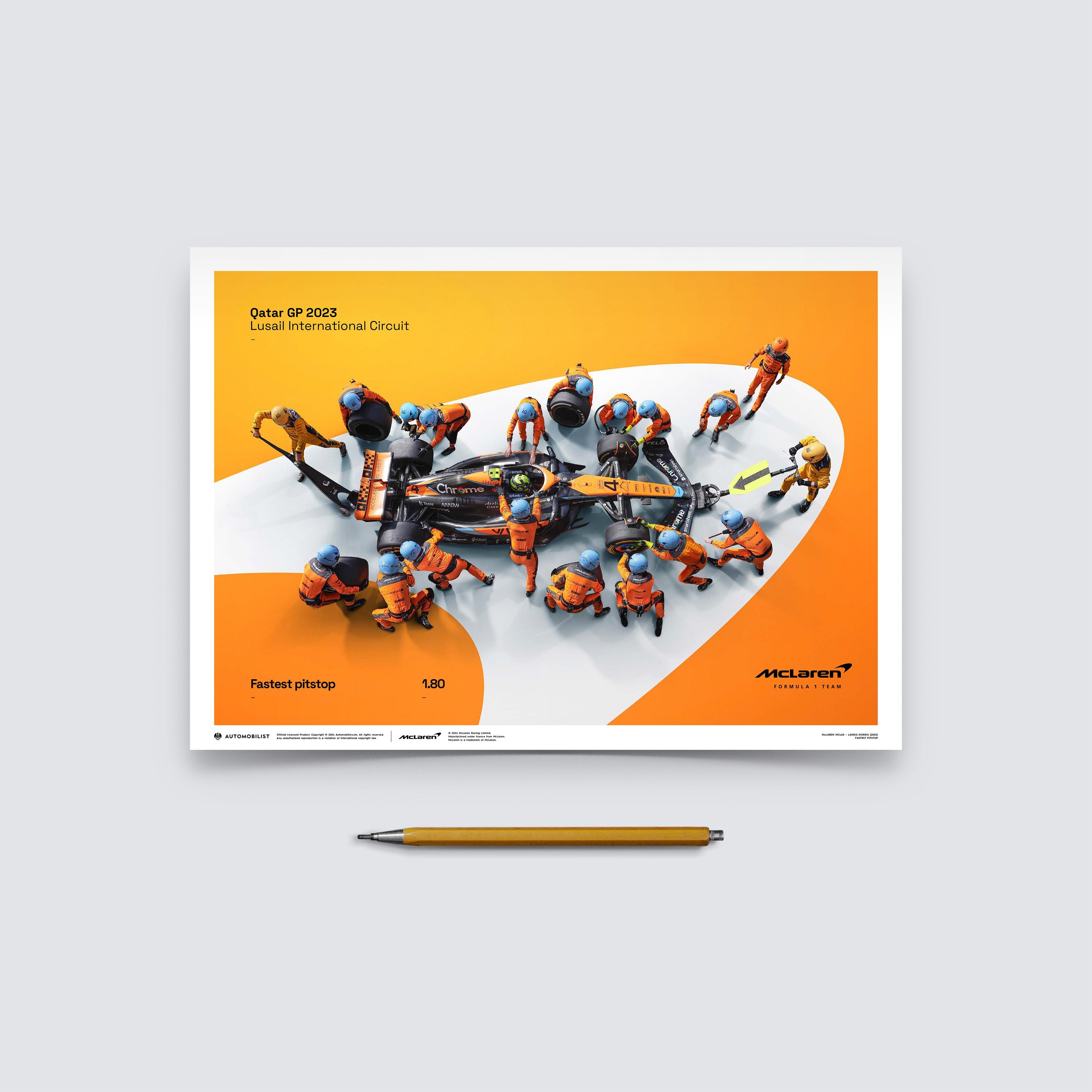 1.80 - World Record Fastest Pit Stop - 
2023 | Large - McLaren F1 - Fueler™ - PROD01004858 - fueler.store - Poster