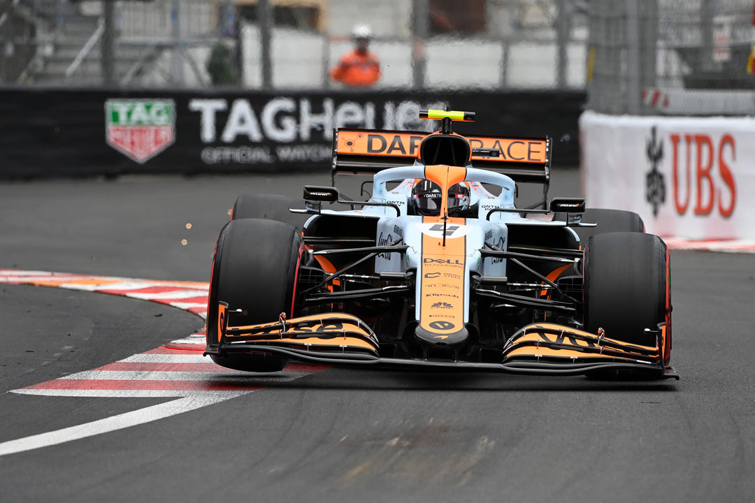 McLaren F1 - #4 Norris MCL35M 2021 Monaco Grand Prix (Gulf Livery) 1:18 Amalgam Car Model - Car Model - Fueler™ 