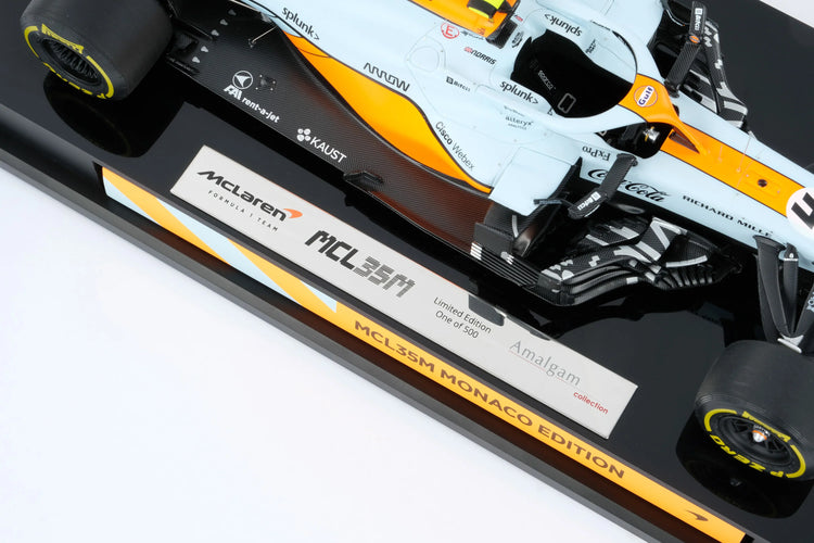 McLaren F1 - #4 Norris MCL35M 2021 Monaco Grand Prix (Gulf Livery) 1:18 Amalgam Car Model - Car Model - Fueler™ 