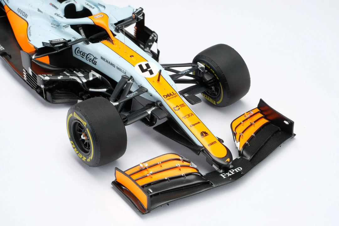 McLaren F1 - #4 Norris MCL35M 2021 Monaco Grand Prix (Gulf Livery) 1:18 Amalgam Car Model - Car Model - Fueler™ 