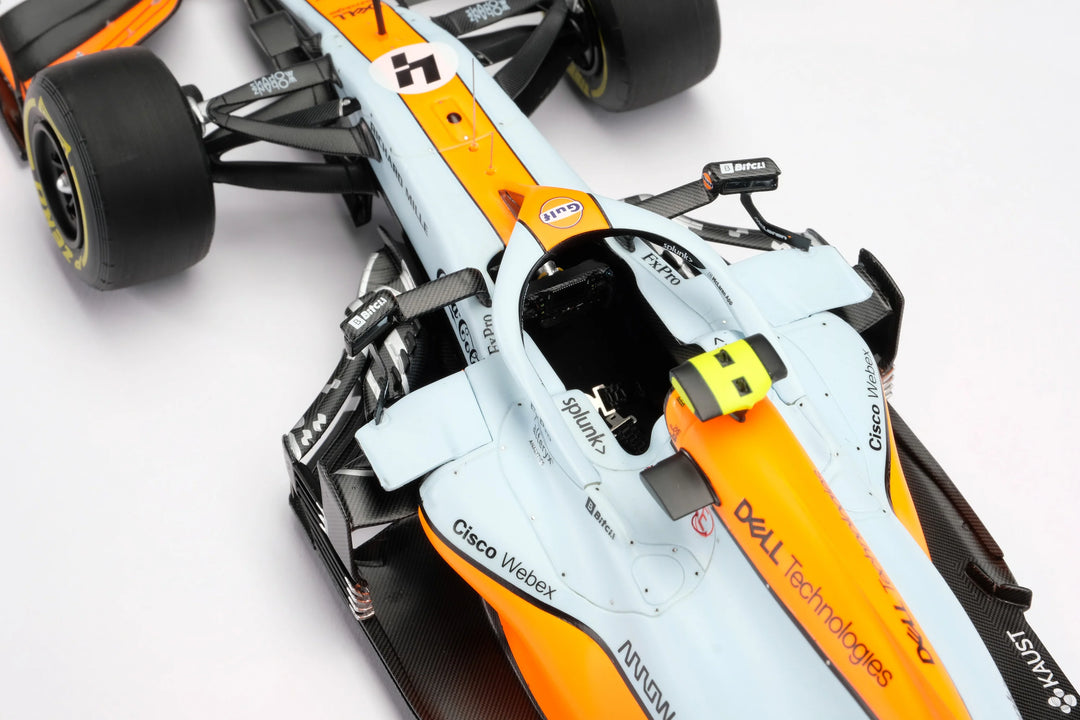 #4 Norris MCL35M 2021 Monaco Grand Prix (Gulf Livery) 1:18 Amalgam Car Model - McLaren F1 - Fueler™ - M6185-M4N - fueler.store - Car Model