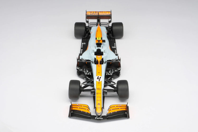 #4 Norris MCL35M 2021 Monaco Grand Prix (Gulf Livery) 1:18 Amalgam Car Model - McLaren F1 - Fueler™ - M6185-M4N - fueler.store - Car Model