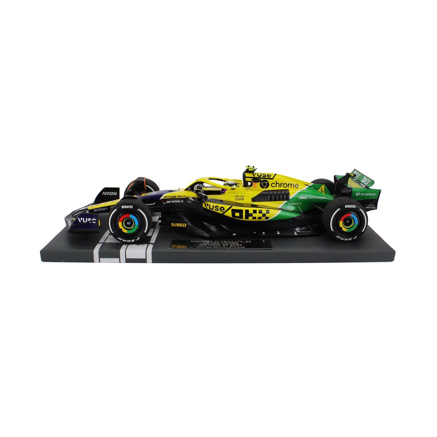 4 Norris MCL38 Monaco GP Senna 30th Edition 1:18 Minichamps Car