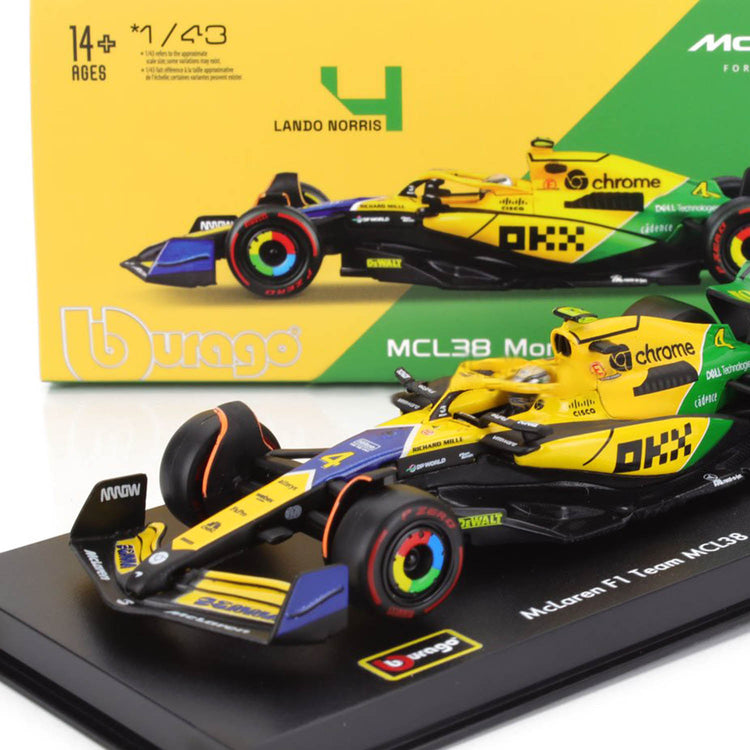 #4 Norris MCL38 Monaco GP Senna 30th Edition 1:43 Car Model - McLaren F1 - Fueler™ - 18-38215-N-SENNA - fueler.store - Car Model