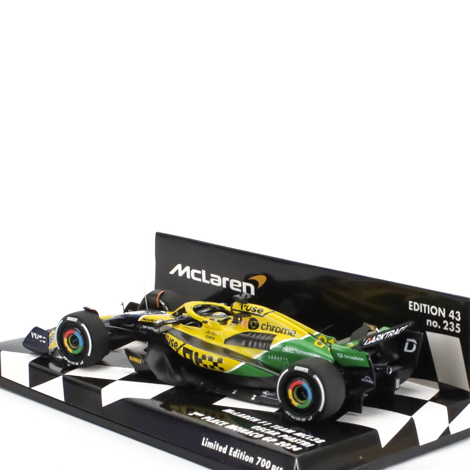 McLaren F1 - #81 Piastri MCL38 Monaco GP 2nd Place 2024 1:43 Car Model - Car Model - Fueler™ 