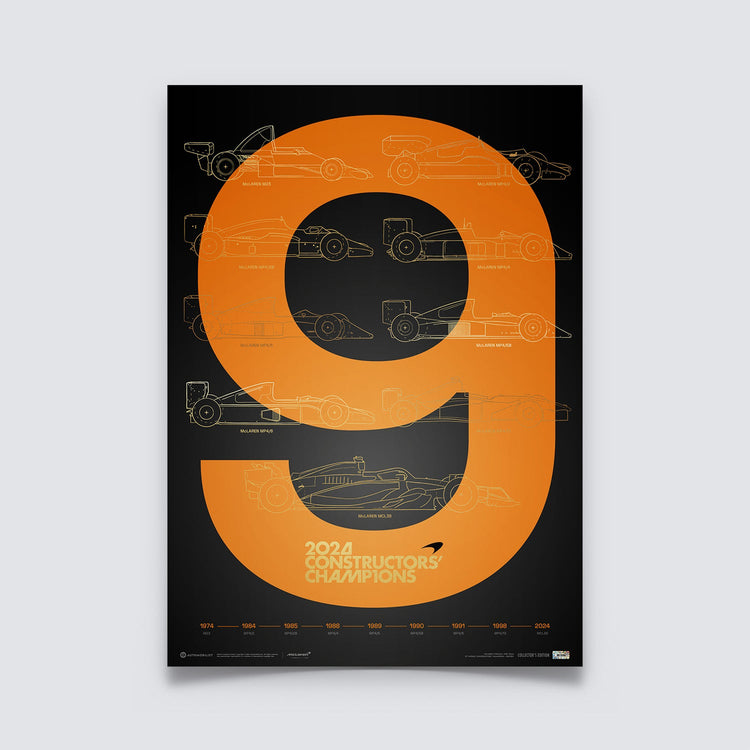 F1® World Constructors' Champions - 2024 - History | Collector's Edition Poster | Large - McLaren F1 - Fueler™ - PROD01005065 - fueler.store - Poster