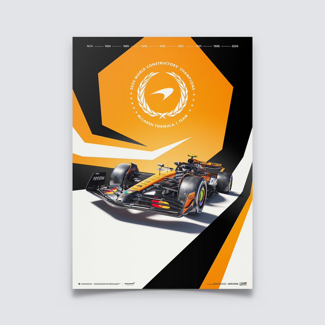 F1® World Constructors' Champions - 2024 | Limited Edition Poster | Large - McLaren F1 - Fueler™ - PROD01005066 - fueler.store - Poster