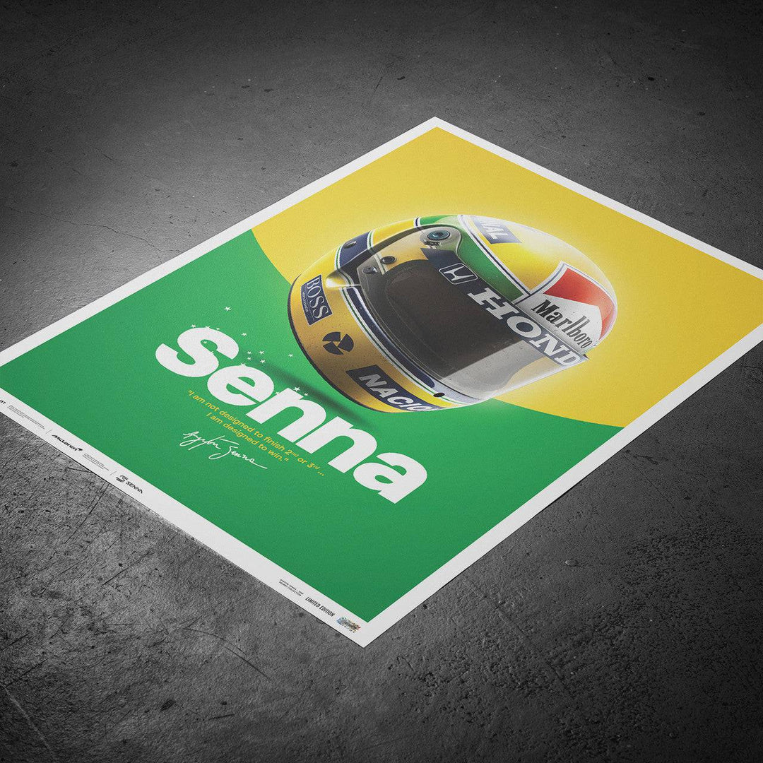 McLaren MP4/4 - Ayrton Senna - Helmet - 35th Anniversary - 1988 | Edition of 200 - McLaren F1 - Fueler™ - PROD01004267 - fueler.store - Poster