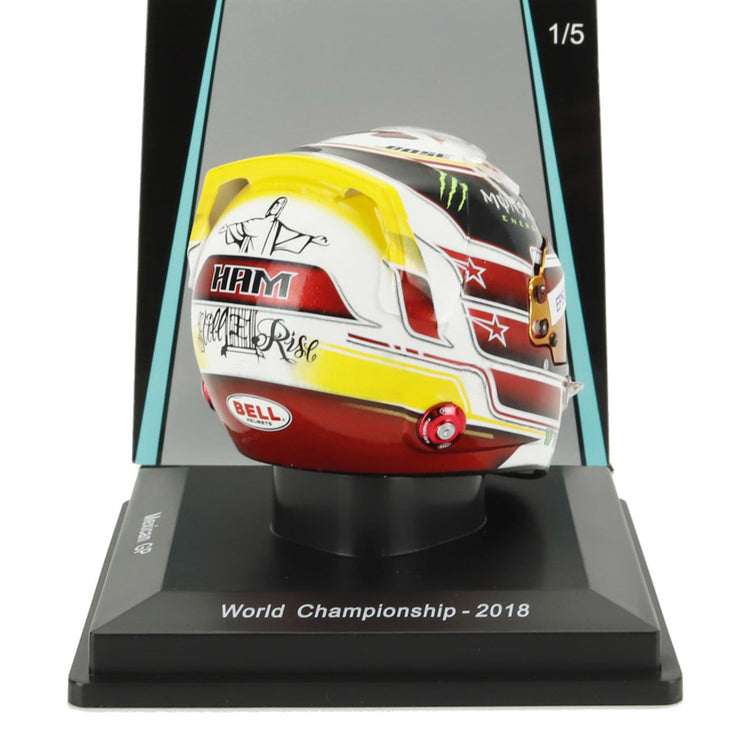 #44 Hamilton 2018 Mexico GP 1:5 Spark Mini Helmet - Mercedes-AMG Petronas - Fueler™ - 5HF172 - fueler.store - Mini Helmet