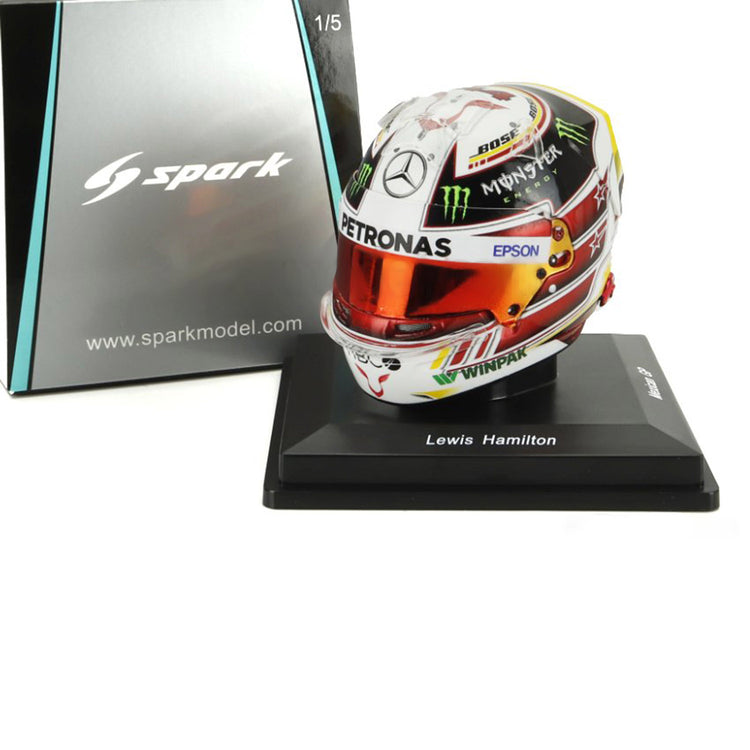 #44 Hamilton 2018 Mexico GP 1:5 Spark Mini Helmet - Mercedes-AMG Petronas - Fueler™ - 5HF172 - fueler.store - Mini Helmet